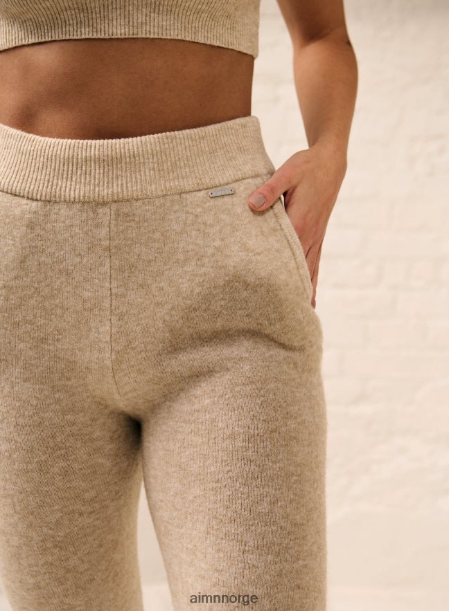 AIM'N kvinner beige myke strikkebukser 6FV40N711 klær
