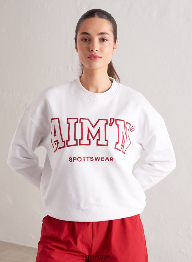 AIM'N kvinner hvit college oversized genser 6FV40N460 klær