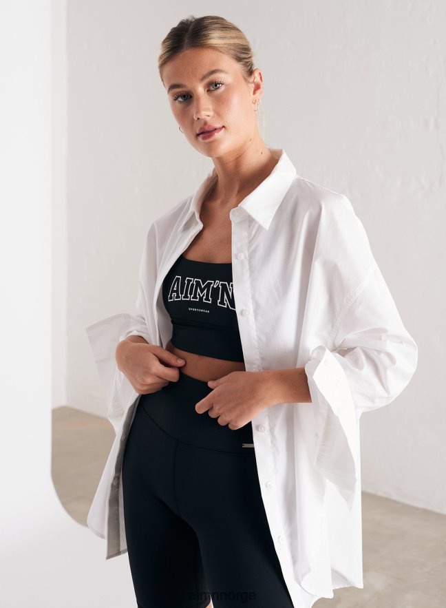AIM'N kvinner hvit oversized skjorte 6FV40N316 klær