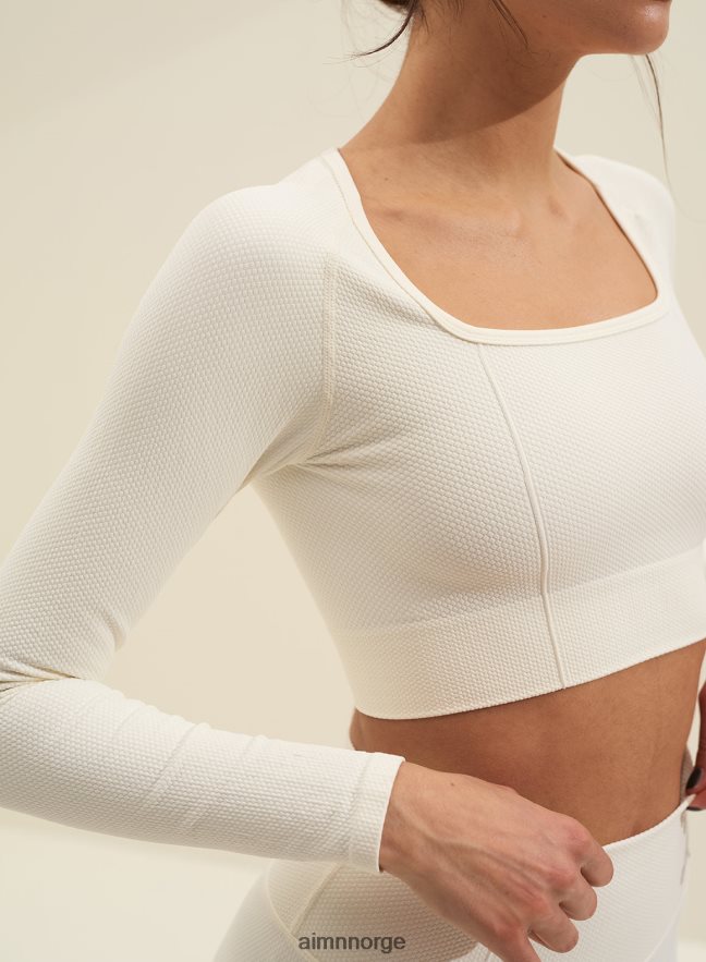 AIM'N kvinner off-white, luksuriøs, sømløs lang ermet 6FV40N303 klær