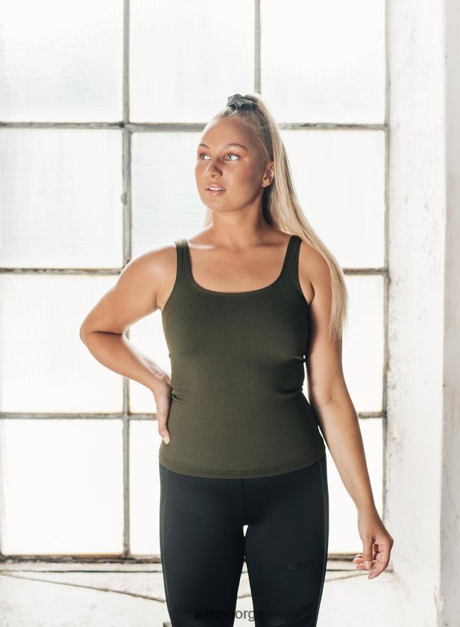 AIM'N kvinner khaki ribbet sømløs singlet 6FV40N356 klær