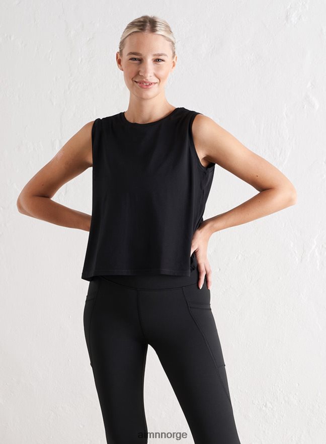 AIM'N kvinner svart myk basic split back tank 6FV40N296 klær