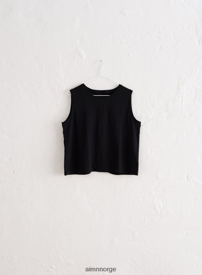 AIM'N kvinner svart myk basic split back tank 6FV40N296 klær