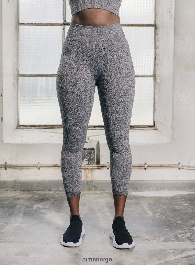 AIM'N kvinner grå melert ribbade sømløse tights 7/8 6FV40N137 klær