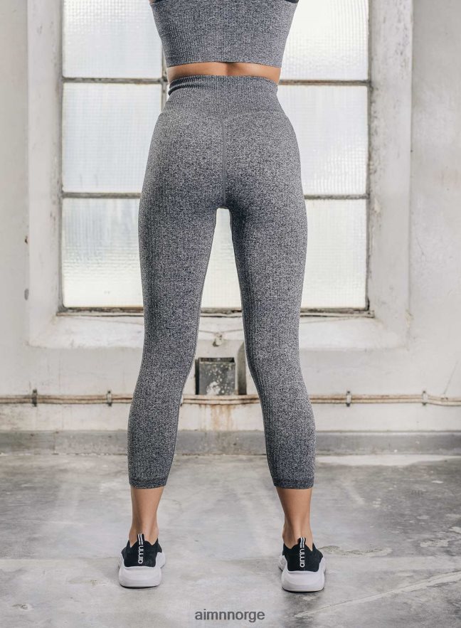 AIM'N kvinner grå melert ribbade sømløse tights 7/8 6FV40N137 klær