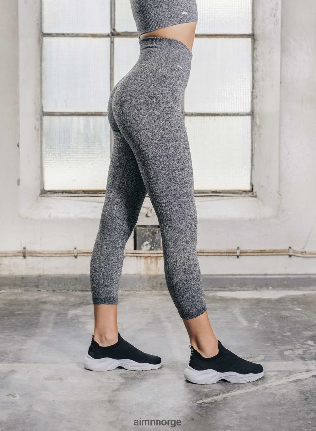 AIM'N kvinner grå melert ribbade sømløse tights 7/8 6FV40N137 klær