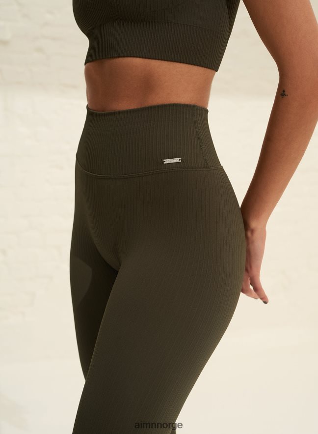 AIM'N kvinner khaki ribbede sømløse tights 6FV40N60 klær