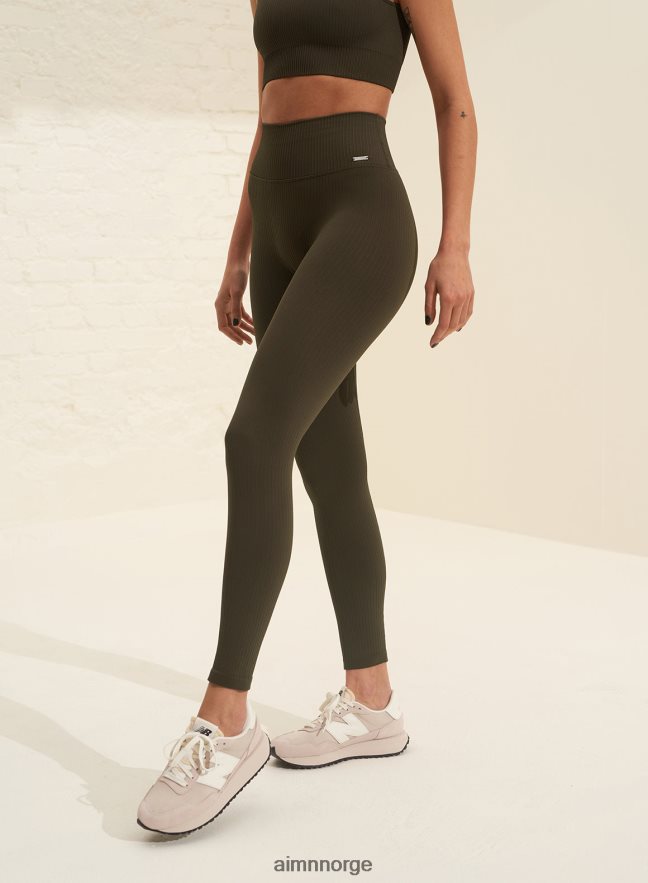 AIM'N kvinner khaki ribbede sømløse tights 6FV40N60 klær