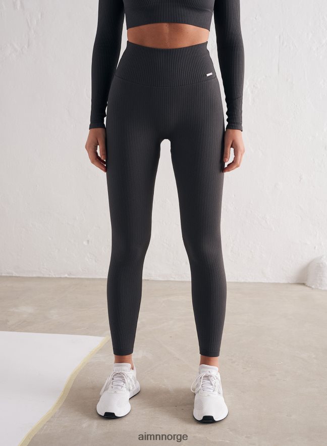 AIM'N kvinner skyggegrå ribbestrikkede sømløse tights 6FV40N36 klær