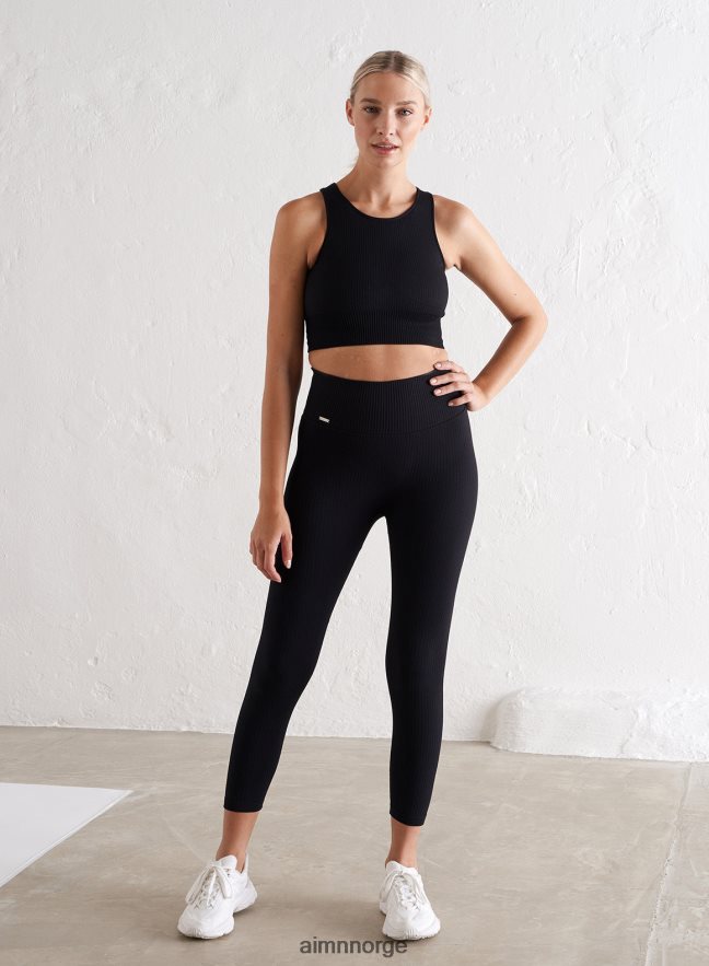 AIM'N kvinner sort ribbet sømløs tights 7/8 6FV40N62 klær