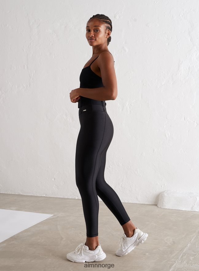 AIM'N kvinner svart skinnende tights med belte 6FV40N99 klær