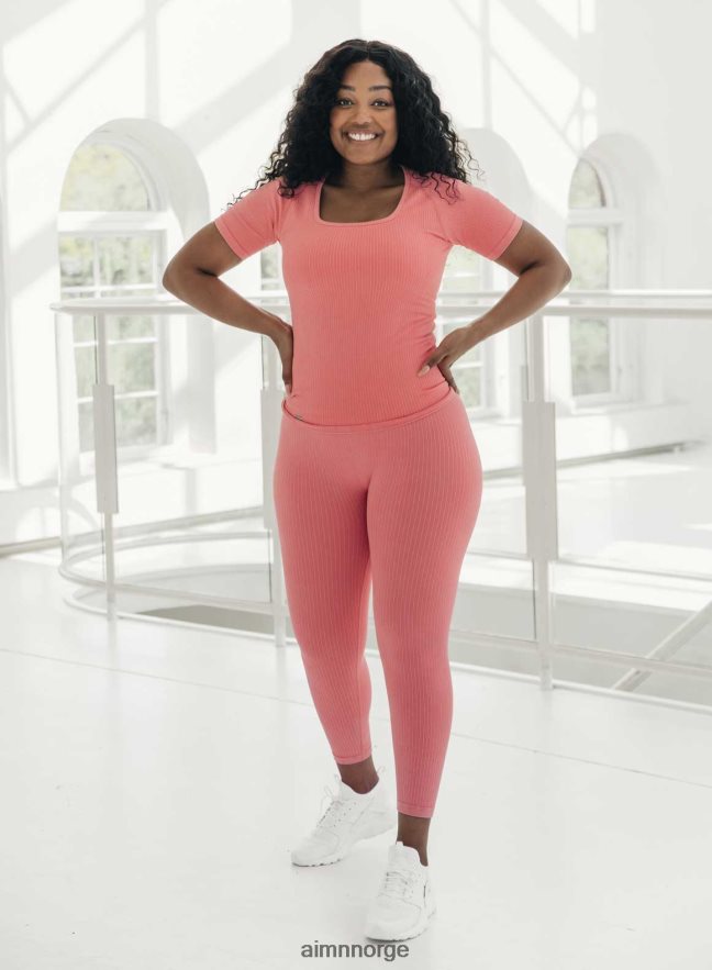AIM'N kvinner tyggegummi vasket ribbestrikkede sømløse tights 7/8 6FV40N130 klær