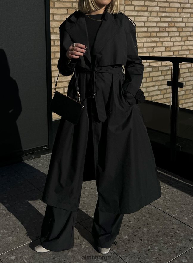 AIM'N kvinner svart resirkulert tech trenchcoat 6FV40N724 klær