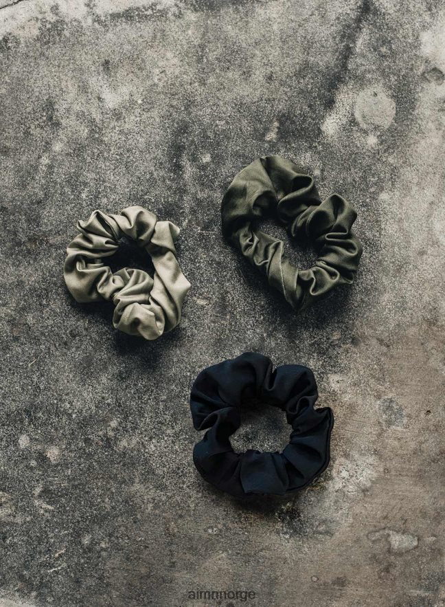 AIM'N kvinner 3-pakning scrunchie khaki/svart/vill oliven 6FV40N845 tilbehør