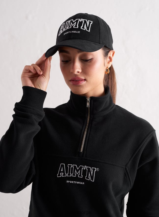 AIM'N kvinner svart omriss college cap 6FV40N797 tilbehør